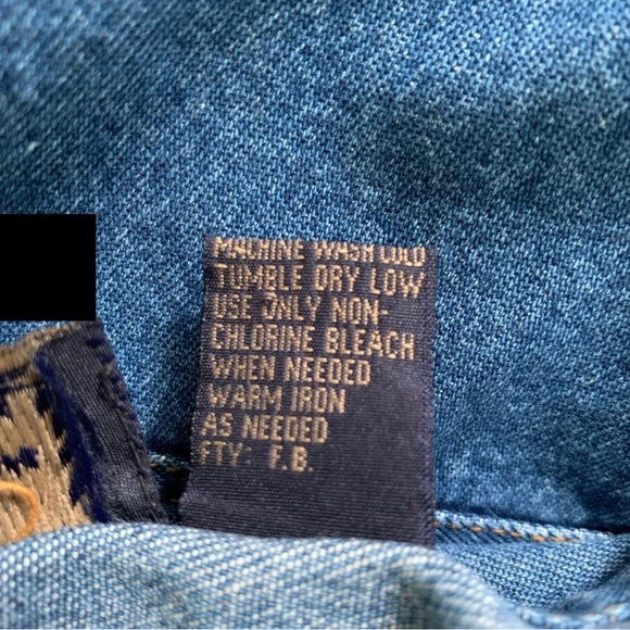 Vintage Beaded Denim Vest with Aztec Embroidered Trim - Picture 7 of 10